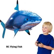 Tubarão inflável de controle remoto, tubarão de brinquedo dirigível, peixe infravermelho, animal rc, brinquedo, balão de folha de alumínio durável, brinquedo elétrico 2024 - compre barato