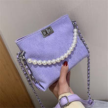 New Corduroy Female Handbags Designer Pearl Chain Small Crossbody Bags Casual Lady Shoulder Bag Women's Shoulder Messenger Bags 2024 - buy cheap