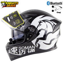 Soman-capacete de motocicleta com visor, lente dupla, bluetooth, masculino, motocicleta, motocross 2024 - compre barato