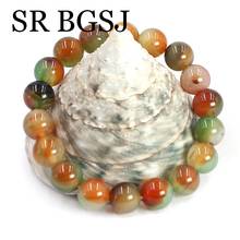 8-14mm Natural Gems Rainbow Agat Women Adjustable Stretchy Bracelet 7.5inch 2024 - buy cheap