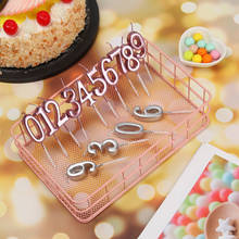 Velas para topo de bolo, decoração de bolo com cera em ouro rosê, acessório de festa para presente e artesanato, 1 peça com 0 a 9 números 2024 - compre barato