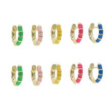 2020 summer hot selling fashion gold color jewelry colorful Neon enamel mini small hoop earring 2024 - buy cheap