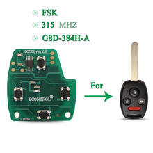Bilchave FSK 315 МГц дистанционный ключ для автомобиля с монтажная плата для 4 кнопки для Honda Accord CR-V HR-V с ID46/ID48 Fob G8D-384H-A 2024 - купить недорого