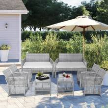 Muebles de exterior 4 en 1, mesa de silla de ratán, conjunto de terraza, sofá de jardín, Patio trasero, porche, piscina, Muebles de Patio, envío a EE. UU. 2024 - compra barato