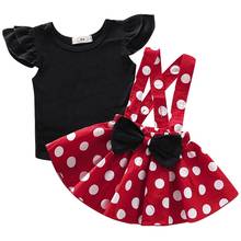 Baby Girl Clothes 2020 Summer Baby Girl Clothing Sets Newborn Cotton Black T-shirt+Bowknot Polka Dot Skirt 2pcs Suit 1-4T 2024 - buy cheap