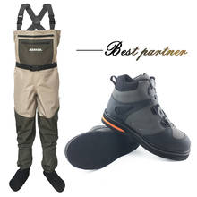 Ботинки и штаны для рыбалки нахлыстом, самоблокирующиеся аквакроссовки, комплект одежды, дышащие Спортивные сапоги для скалы, фетровая подошва, для охоты 2024 - купить недорого