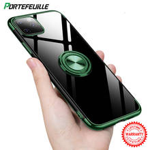 Чехол с кольцом на палец 360 градусов для iPhone 11 Pro Max X XR XS 8 Plus 7 6 6S, силиконовое покрытие из ТПУ, прозрачный чехол, аксессуары 2024 - купить недорого