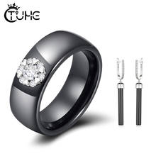 New Flower Crystal 6mm Ceramic Ring With Long Drop Ceramic Earrings Silver Color With Black White Ceramic Never Fade Best Gift 2024 - buy cheap