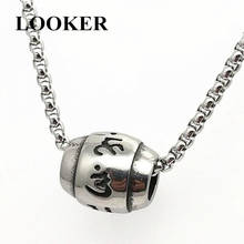 LOOKER Men Choker Stainless Steel Words Buddha Mantra Lucky Bead Pendant Necklace for Women Male Jewelry Necklace 2024 - buy cheap