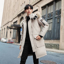 Brand White Duck Down Jacket Men / Women's 2021 Korean-Style Couples Long Parkas Mens Fur Hooded Coat Thick Warm Winter Jackets 2024 - buy cheap