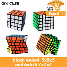 Qiyi-Cubo mágico de velocidad profesional, Cubo mágico negro, 2x2x2 3x3x3 4x4 5x5x5 6x6x6 7x7x7 Neo juguetes Para juego educativo 2024 - compra barato