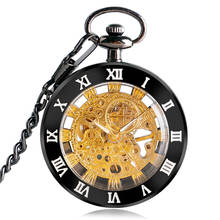 Reloj de bolsillo antiguo de aleación con carcasa de cara abierta Unisex, relojes mecánicos bobinados a mano manualmente, cadena colgante de reloj de esqueleto 2024 - compra barato