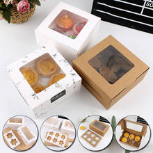 2/4/6 Holes Top Clear Window Cupcake Packing Box Kraft Paper Muffin Pastry Wrapping Box DIY Baking Egg Tart Gift Packing Supply 2024 - buy cheap