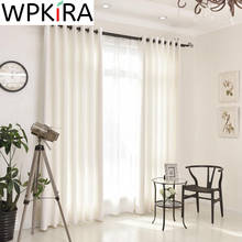 Modern Solid White Velvet Linen Curtains For Living Room Hotel School Beauty Salon Semi Blackout Window Drapes Custom ZH418H 2024 - buy cheap