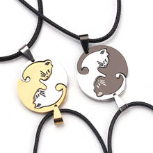 LOOKER Couples Jewelry Necklaces Black white Couple Necklace Titanium Steel Animal Cat Pendants Necklace 2024 - buy cheap