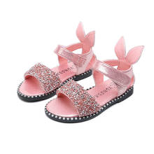 kids Sandals For Toddlers Girls Big Girl Beach Shoes Rhinestone Bling With Rabbit Ear Sweet Princess Cute Soft Children Sandals 2024 - buy cheap