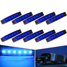 Luz lateral azul do marcador da c.c. 12v 24v 6led para a lâmpada dos caminhões do indicador rv dos caminhões do ônibus do caminhão do reboque 2024 - compre barato