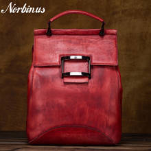 Norbinus High Quality Women Natural Cowhide Backpack Vintage Genuine Leather Rucksack Girls Knapsack Travel Bag School Daypack 2024 - buy cheap