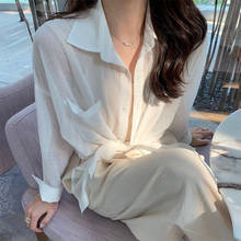 Chiffon Sun Protection Long Sleeve Shirt  Korean Style White Sleeve Women's New Daily All Match Casual Vintage Fashion Shirt 2024 - buy cheap