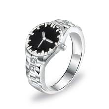 Miqiao retro prata chapeado mini relógio punk anéis para mulheres meninas moda jóias amante amigos presente de casamento jóias gótico boho 2024 - compre barato