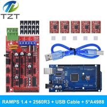 1pcs Mega 2560 R3 for Arduino + 1pcs RAMPS 1.4 Controller + 5pcs A4988 Stepper Driver Module 3D Printer kit Reprap MendelPrusa 2024 - buy cheap