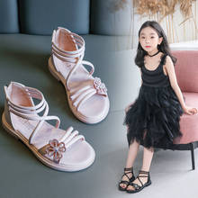 Girl 's Sandals New Fashion Summer Primary School Princess Beach Shoes Soft Artificial Leather Flat Heels 2024 - buy cheap