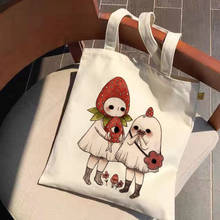 Cartoon Cute print canvas bag large capacity canvas bag white casual shoulder bag environmentally friendly shopping bag for girl 2024 - buy cheap