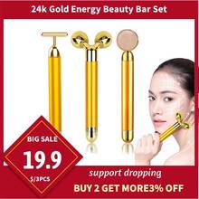 24k Gold Energy Beauty Bar Set Vibration Facial Massage Face Lift Massager Anti Age Skin Tighten Firm Roller Reduce Double Chin 2024 - buy cheap