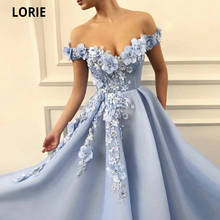 LORIE-Vestidos de Fiesta de princesa azul para bebé, vestido de noche largo Formal con flores 3D, sin hombros, talla grande, hecho a medida 2024 - compra barato