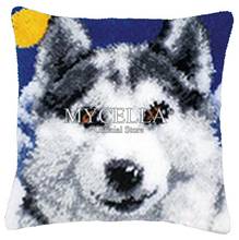 Wolf Latch Hook Pillow Embroidery Pillow Do It Yourself Carpet Embroidery Sale Sets Foamiran For Crafts Diy Rugs Cushion Cover 2024 - buy cheap