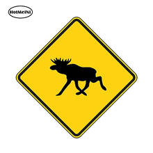 HotMeiNi 13x13cm Car Styling Moose Warning Car Sticker Decal Caution Yellow Hunting Forest Gun Hunt Waterproof Doors Accessories 2024 - buy cheap