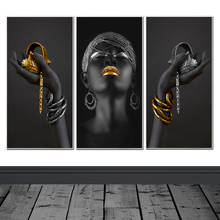 African Art Black Woman With Golden Jewellery Wall Painting Posters And Prints Wall Art Canvas Picture For Room Decoration 2024 - buy cheap
