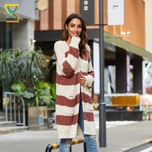 CGYY Women's Elegant Loose Sweater Causal Coat Rainbow Striped Long Sleeve Knit Cardigan With Hoodie For Female In Autumn Winter 2024 - buy cheap