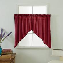 Cortina curta de cozinha de cor sólida, cortina de janela com cordão decorativo para sala de estar, 2 peças 2024 - compre barato
