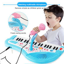 Mini teclado eletrônico para crianças, piano infantil com 37 teclas, mini órgão musical, teclado de ensino com microfone, brinquedos educativos para crianças 2024 - compre barato