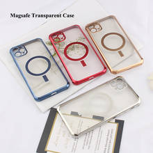 Funda magnética transparente para iphone 11, 12 Pro Max, funda de silicona galvanizada, Magsafing, Apple iphone 11, 12mini 2024 - compra barato