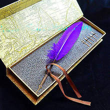 Набор ручек в стиле ретро с перьями фиолетового цвета, 6 наконечников, каллиграфическая ручка для подписи 2024 - купить недорого