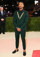 ANNIEBRITNEY 2019 New Designs Gold Lapel Men Suit Set Casual Dark Green Tuxedo Slim Fit 2Pcs Men Suits Groom Wedding Prom Blazer 2024 - buy cheap