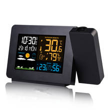 Цифровой проекционный будильник Fanju, часы с монитором погоды и влажности, отображением температуры и календарем, с радиоуправлением DCF 2024 - купить недорого