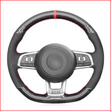Black PU Carbon Fiber Steering Wheel Cover for Volkswagen VW Golf 7 GTI T-Roc Passat Variant (R-Line) Tiguan Accessories 2024 - buy cheap