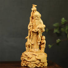 20CM God of Longevity Boxwood Sculpture Elder Birthday Gift Solid Wood Myth Statue Crafts Home Decor 2024 - buy cheap