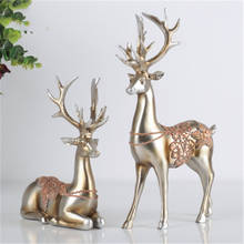 2PCS Couple Deer Furnishings Home Ornaments Resin Handicraft Beaded Loves Deer Statue Gift Office Animal Figurines Model Decor 2024 - buy cheap