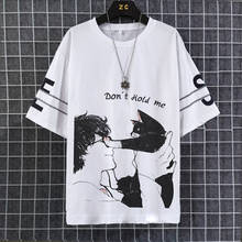 2021 verão camisa masculina de manga curta solta metade mangas compridas camiseta estudante hip-hop em torno do pescoço roupas superiores 2024 - compre barato