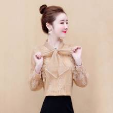 New Women's Spring Autumn Chiffon Blouses Women's Casual Long Sleeve V-neck Lace Slim Shirts Elegant Women's Blusas Tops DF3443 2024 - buy cheap