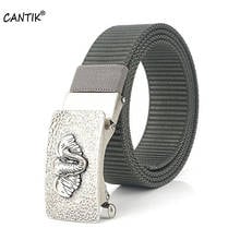 CANTIK Quality Nylon Belts for Men Unique Elephants Head Automatic Buckle Metal Fashion Canvas Accessories 35mm Width CBCA219 2024 - buy cheap