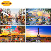 Pintura de diamantes 5D DIY, mosaico de paisaje de la Torre Eiffel, patrones de punto de cruz, bordado completo 3D, decoración del hogar 2024 - compra barato