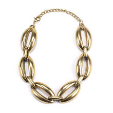 Модное Брендовое массивное ожерелье ZA, ювелирное изделие для женщин, золотой цвет, Геометрическая металлическая цепь, звено, колье, ожерелье для женщин, ожерелье с большим листом 2024 - купить недорого