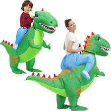 Disfraz inflable de dinosaurio verde para niños y mujeres, traje divertido de fiesta de Cosplay, Halloween, Navidad 2024 - compra barato