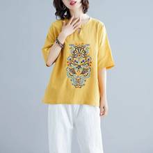 Tops Cheongsam de talla grande, traje Tang de cuello mandarín tradicional chino, abrigo, camisa de estilo chino, blusa ajustada de algodón 12291 2024 - compra barato