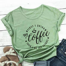 Camiseta de 100% de algodón para mujer, pantalón corto de manga corta informal, regalo para enamorados del café 2024 - compra barato